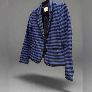 Ann Taylor Loft Blue Black Striped Blazer Jacket Size 6